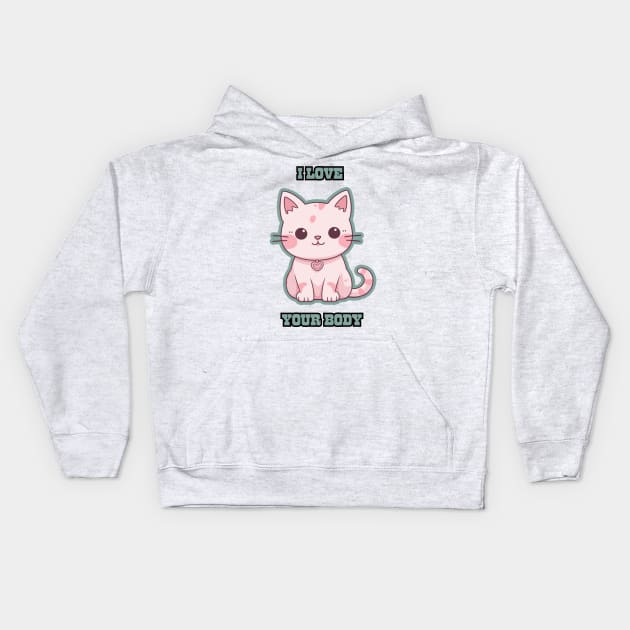 Adorable pink Cat  for feline lover Kids Hoodie by BEL-Shop